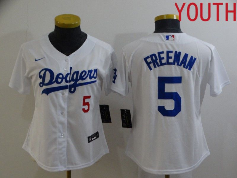 Youth Los Angeles Dodgers #5 Freddie Freeman White Nike 2022 MLB Jersey